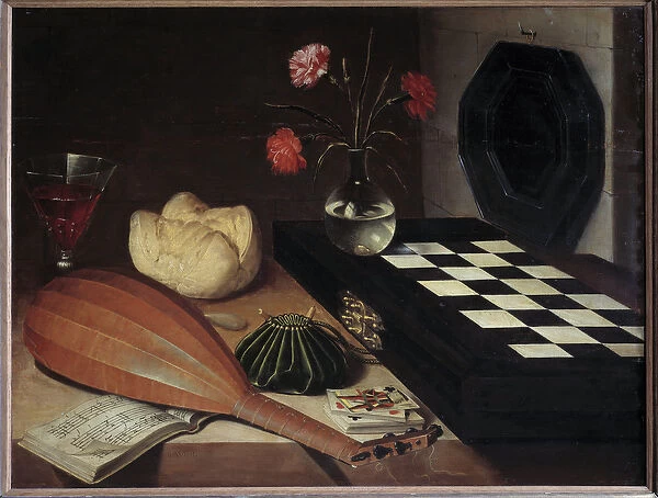Still life at the chess Painting by Lubin Baugin (1612  /  1613-1663) 17th century Sun