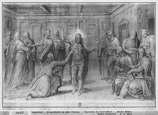 Life of Christ, Incredulity of St. Thomas, preparatory study of tapestry cartoon