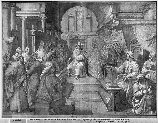 Life of Christ, Jesus among the Doctors, preparatory study of tapestry cartoon for