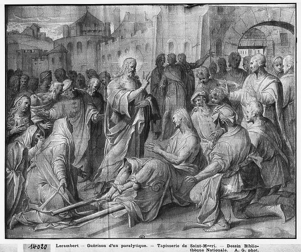 Life of Christ, Jesus healing a paralytic at Capernaum, preparatory study of tapestry