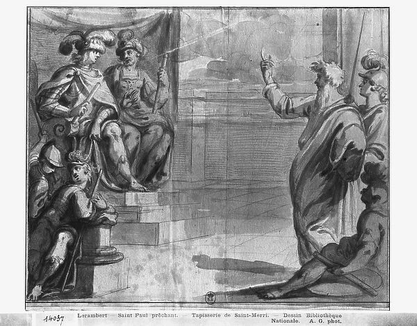Life of Christ, St. Paul preaching, preparatory study of tapestry cartoon for the