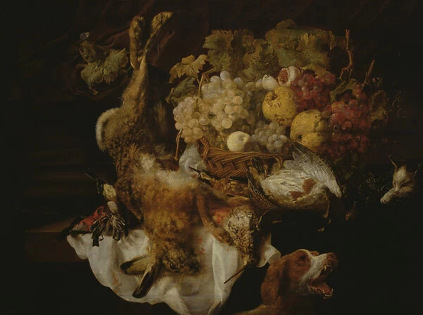 Still Life, with Dog (oil on panel)