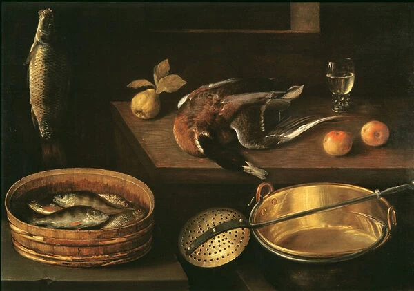 Still Life with Fish and a Duck (oil on panel)
