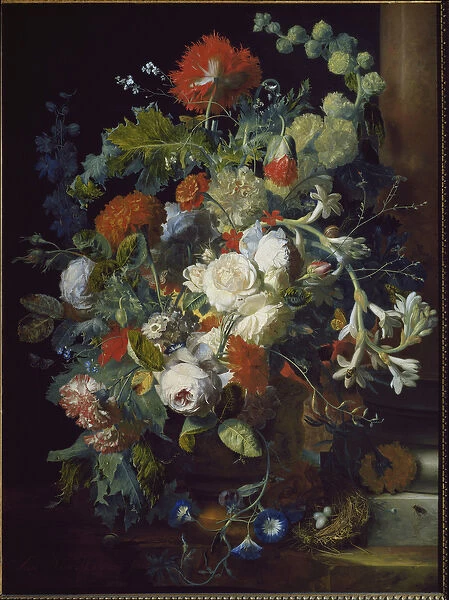 Still Life. Flower Basket. (oil on canvas, 18th century)
