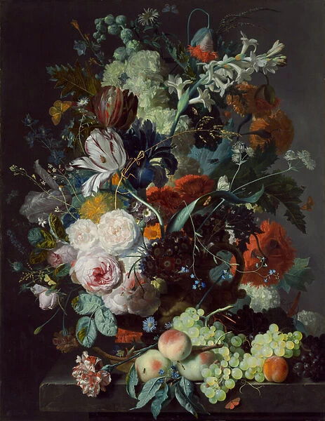 Still Life with Flowers and Fruit, c. 1715 (oil on panel)