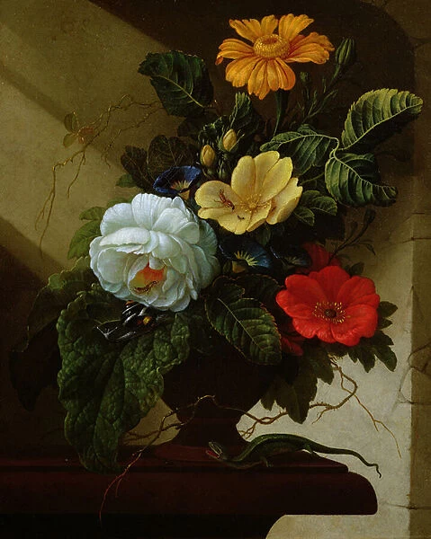 Still life with flowers (oil on canvas)