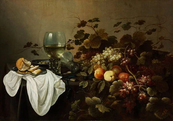 Still Life with Fruit and Roemer - Peinture de Pieter Claesz (c