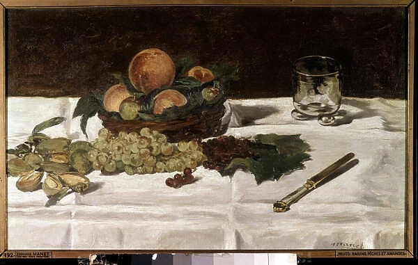 Still life, fruits on a table Painting by Edouard Manet (1832-1883) 1864 Sun