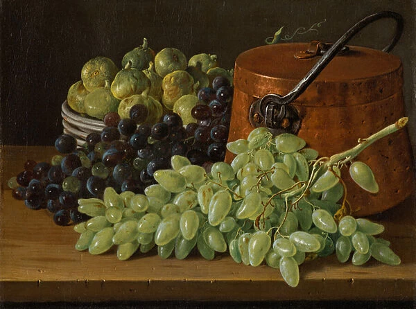 Still Life with Grapes, Figs, and a Copper Kettle, c. 1770 (oil on canvas)