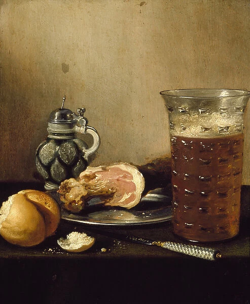 Still Life with a Ham, 17th century (oil on canvas)