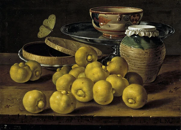 Still life with limes, jam pot and butterfly par Melendez, Luis Egidio (1716-1780)