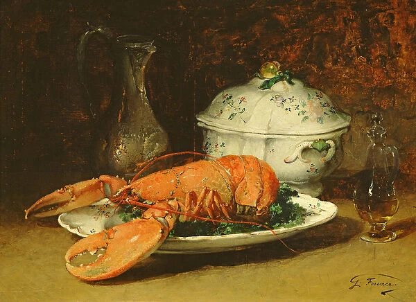 Still Life with a Lobster and a Soup Tureen (oil on canvas)
