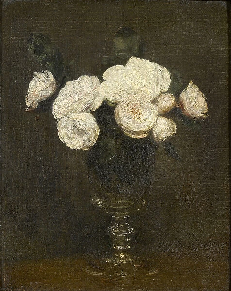 Still Life of Malmaison Roses, 19th century (oil on canvas)