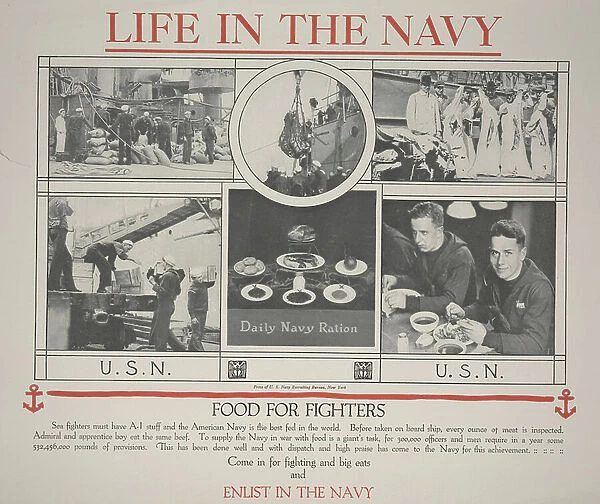 Life in the Navy / Food for Fighters, 1914 (litho)