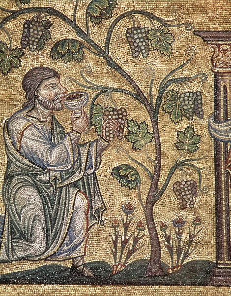 Life of Noah, the drunkenness (mosaic detail, 13th Century)