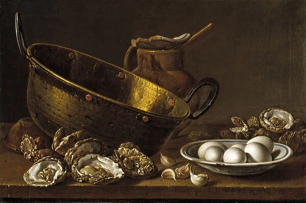Still life with oysters, garlic and eggs par Melendez, Luis Egidio (1716-1780)