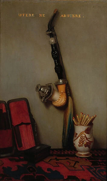 Still Life with Pipe and Matches, 1858 (oil on fabric)