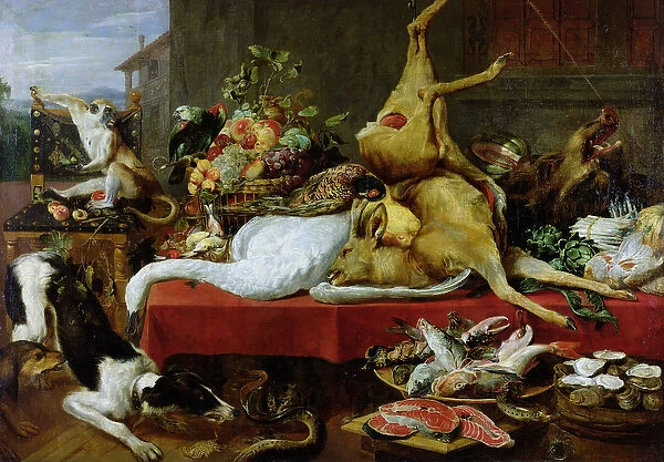 Still Life with a Red Deer (oil on canvas)