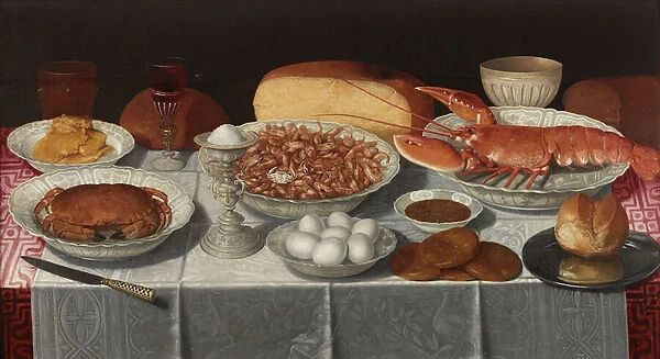 Still Life with Shellfish and Eggs (oil on panel)