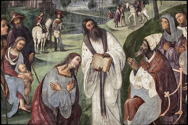 Life of St. Cecile: Urban I invites Valerian to convert, detail (fresco, 1506)