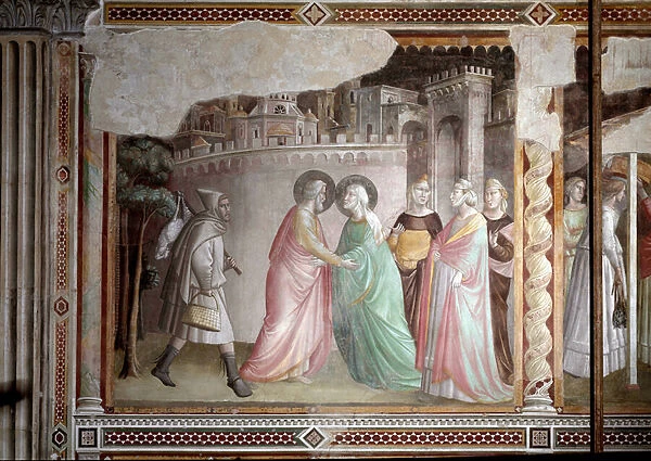The life of the Virgin: meeting of Joachim and Anne at the golden gate (fresco, c. 1327)
