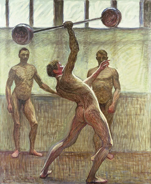 Lifting Weights with One Arm Number 2, 1914 (oil on canvas)