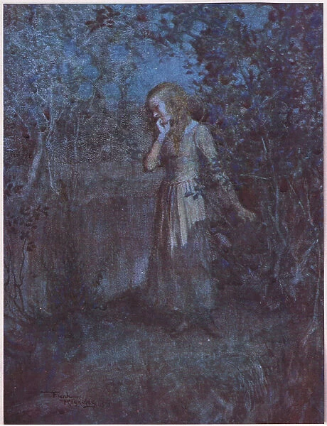 Light had faded into darkness and evening deepened into night, c.1920 (colour litho)