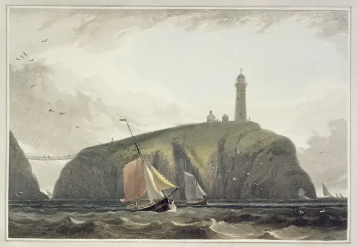 Framed Print : Lighthouse on the South Stack, Holyhead, from A Voyage Around Great Britain