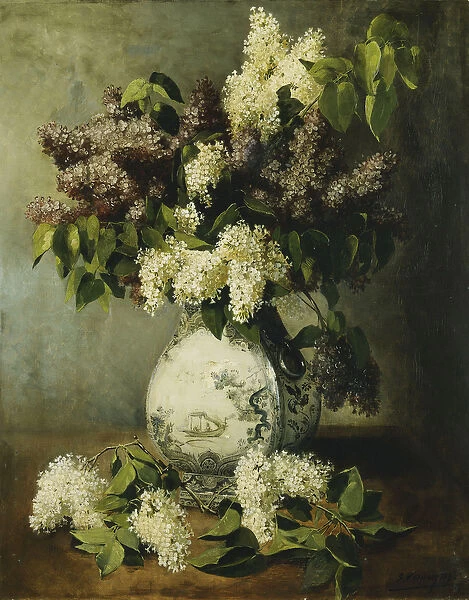 Lilac in a Delft Vase, 1895 (oil on canvas)