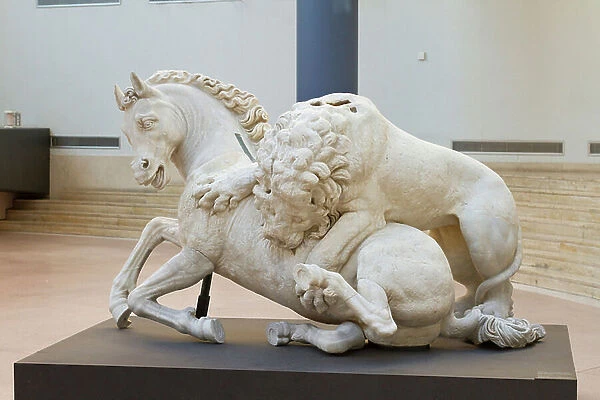 Lion attacking a horse, Hellenistic Period (marble)