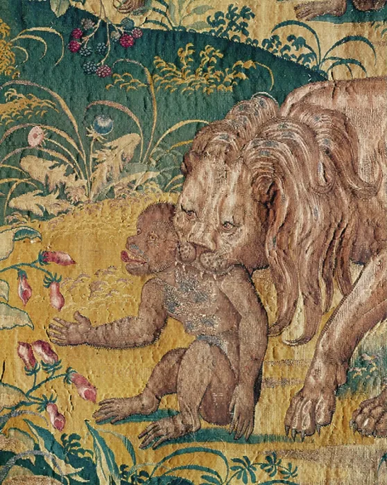 Framed Print : A lion devouring a monkey (tapestry) Framed Print : A lion devouring a monkey (tapestry)