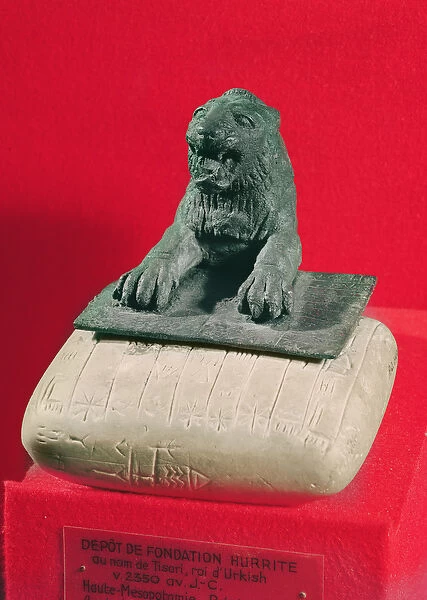 Lion holding a Hurrian foundation tablet of King Tish-atal of Urkesh and Nawar, c