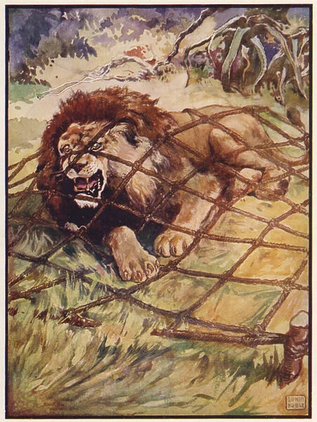 The Lion and the Mouse (colour litho)