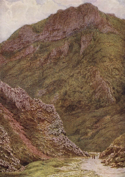 The Lion Rock in the Winnats, between Castleton and Edale (colour litho)
