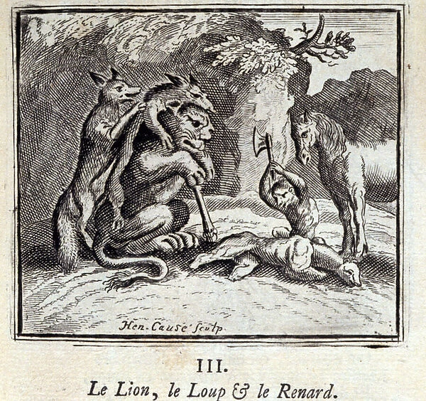 The Lion, the Wolf and the Fox. Fables by Jean de La Fontaine (1621-95)