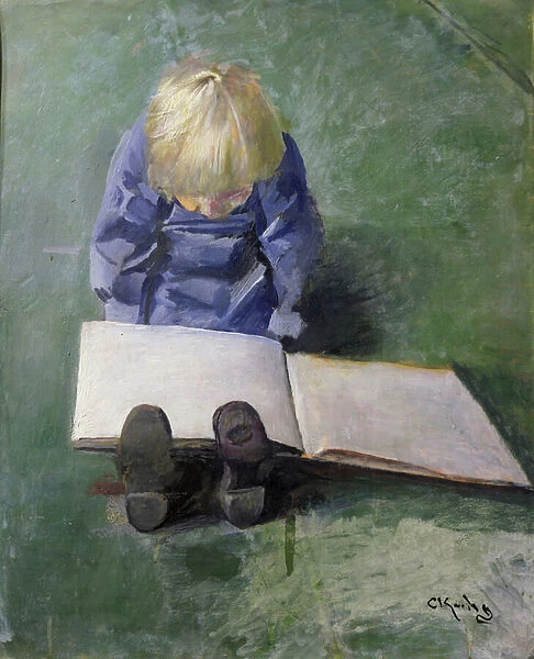 Little Ebbe reading, 1920 (oil on canvas)