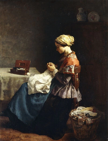 The Little Seamstress, 1858 (oil on canvas)