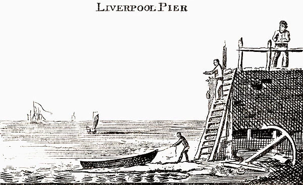 Liverpool Pier. Illustration by George Cruikshank from the book The Connoisseur Illustrated published 1903