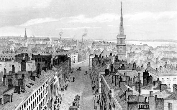 Liverpool from the Town Hall, looking south, engraved by John Rogers, c. 1830 (engraving)