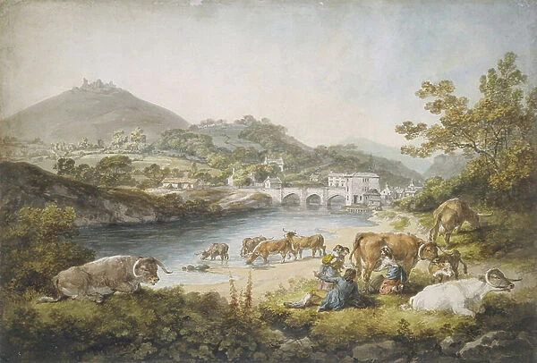 Llangollen and Dinas Bran, 1796 (ink & w / c on paper)