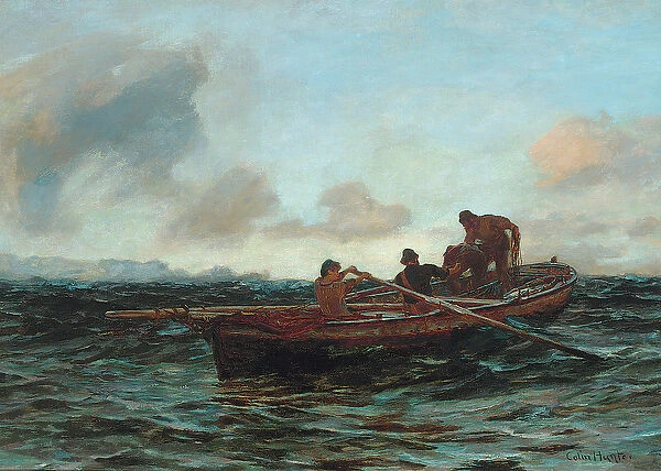 Loading the catch (oil on canvas)
