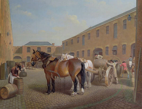 Loading the Drays at Whitbread Brewery, Chiswell Street, London, 1783