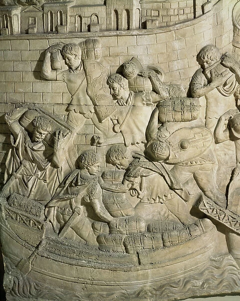 Loading a ship, detail from a cast of Trajans column (plaster)