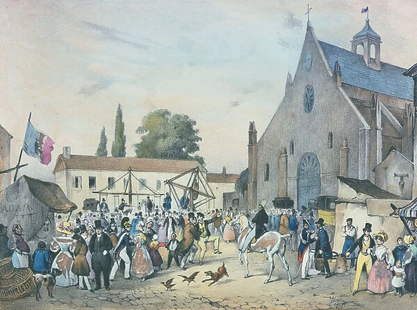 Local fetes around Paris, series, 1830, The Saint Jean at Sceaux (colour litho)