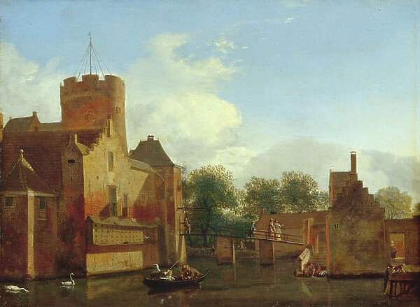 Loenerslot Castle in Holland, c.1665-70 (oil on oak)