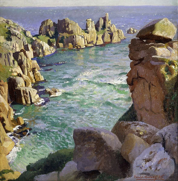 Logans Rock, Porthcurno Beach, Cornwall, 1926 (oil on canvas)