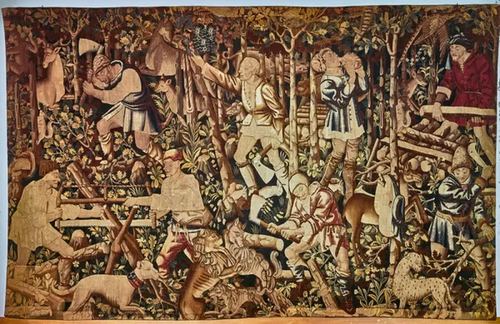 Framed Print : The loggers (textile)