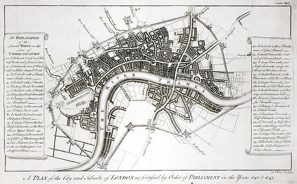 London Fortifications in 1642 and 1643, 1738 (litho)