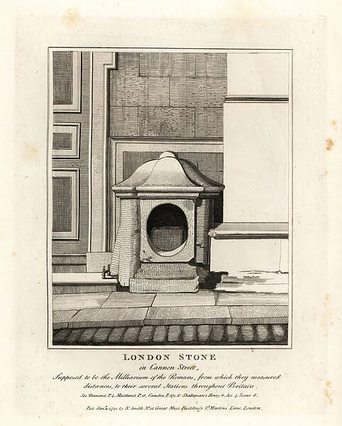 London Stone in Cannon Street, supposed to be the milestone or Milliarium of the Romans