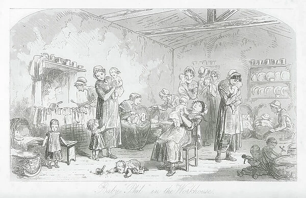 London streets: Baby 'Phil' in the Workhouse (engraving)